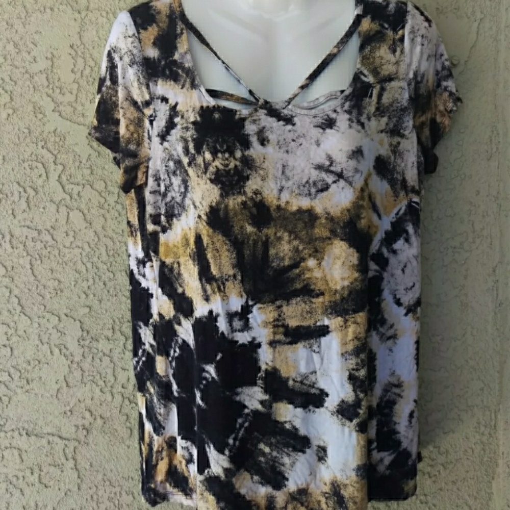 Rock & Republic cutout top short sleeve top blouse - Picture 1 of 7
